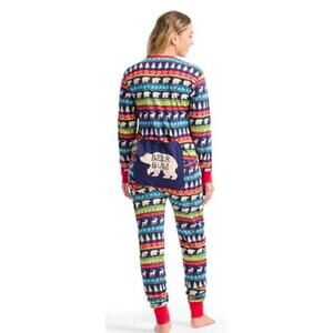 Little Blue House Family Union suit Fair Isle Navy one piece pj Size xs Bear Bum